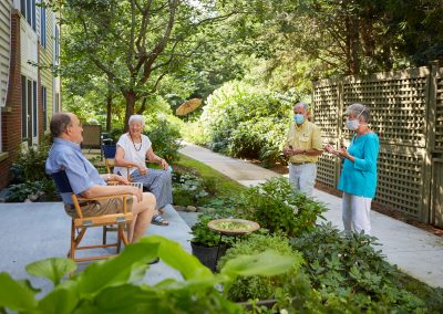 Beautiful gardens and active seniors at Newton's luxury retirement community Lasell Village